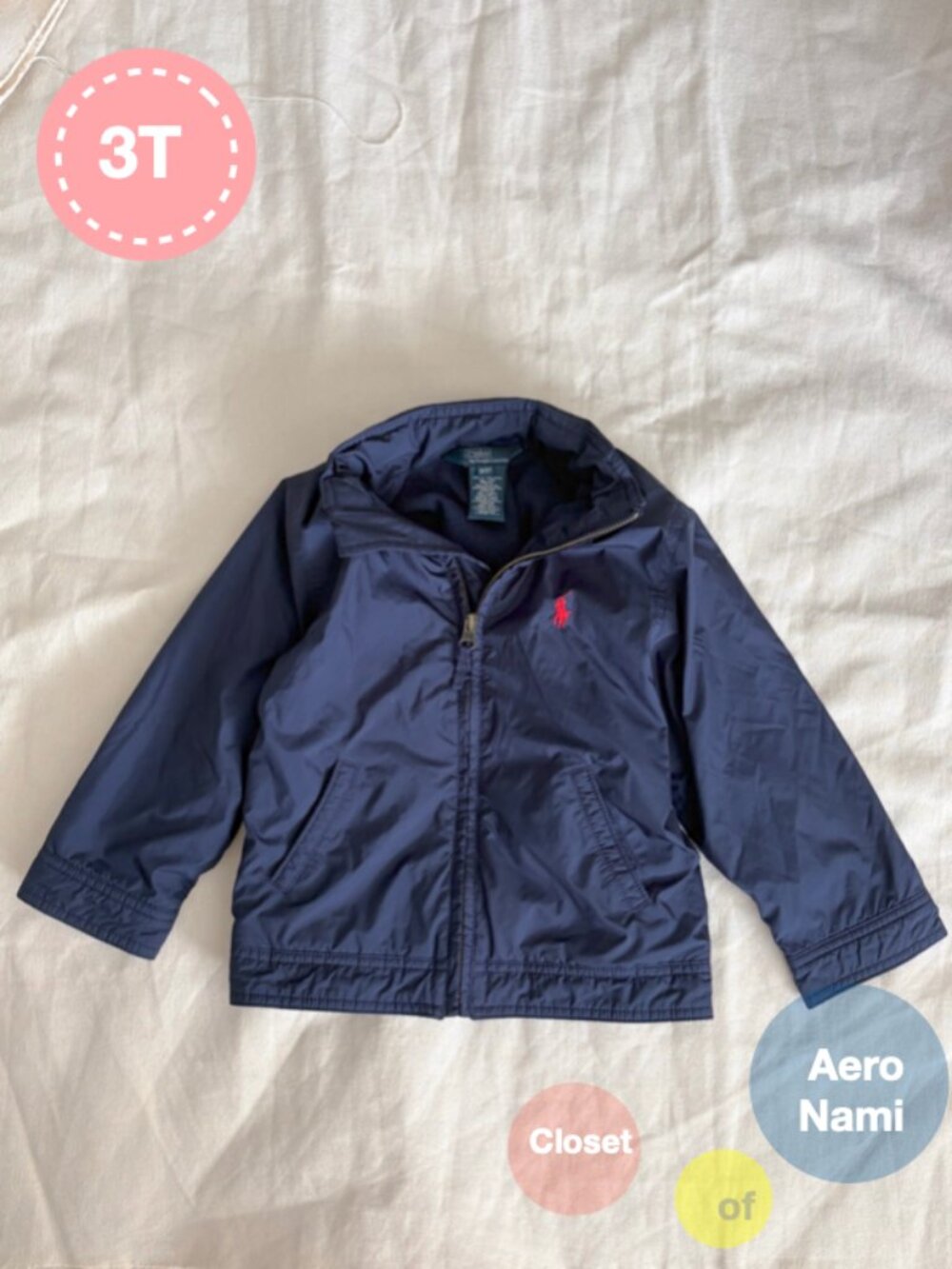 Polo Ralph Lauren Toddler Boys Windbreaker Jacket Coat w/ Concealed Hood Size 3T